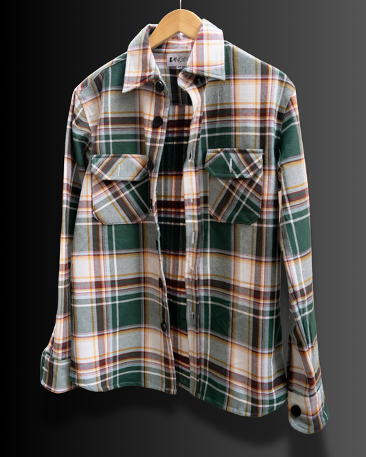 Sea Green Checks - Premium Flannel Overshirt #880