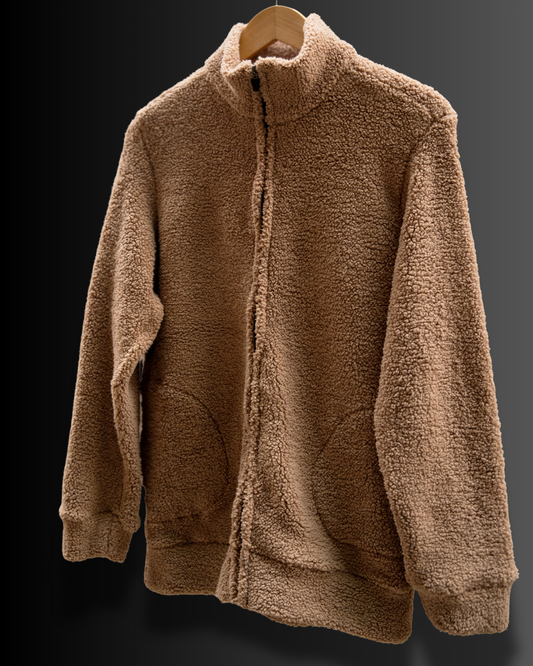 Stand Collar Lightweight Sherpa Jacket (Beige) #883