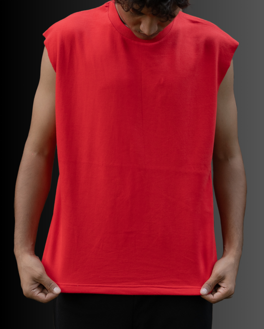 Sleeveless French Tank Top (Fiery Red) #812