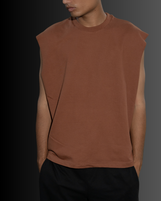 Sleeveless French Tank Top (Coffee Brown) #813