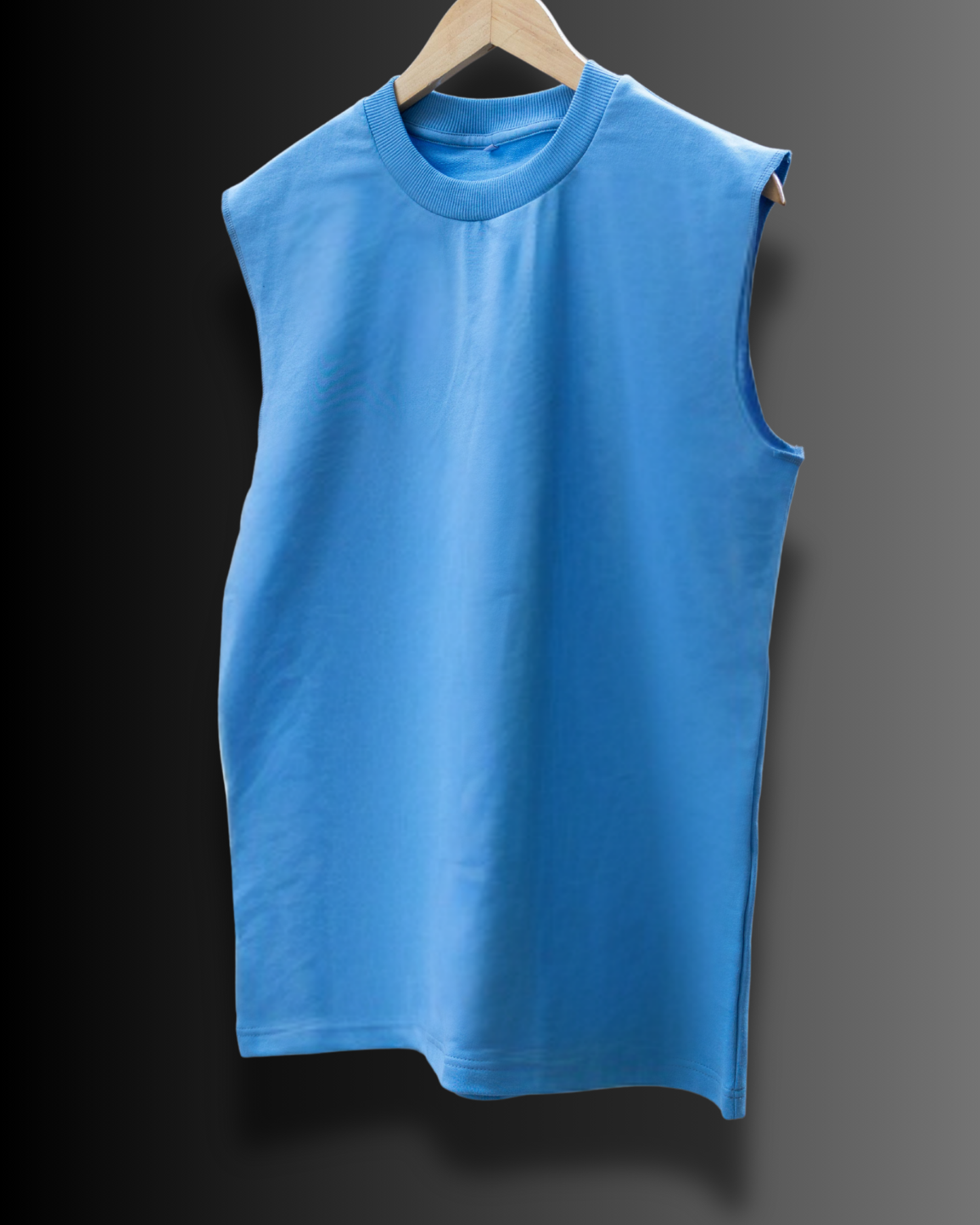 Sleeveless French Tank Top (Silk Blue) #1047