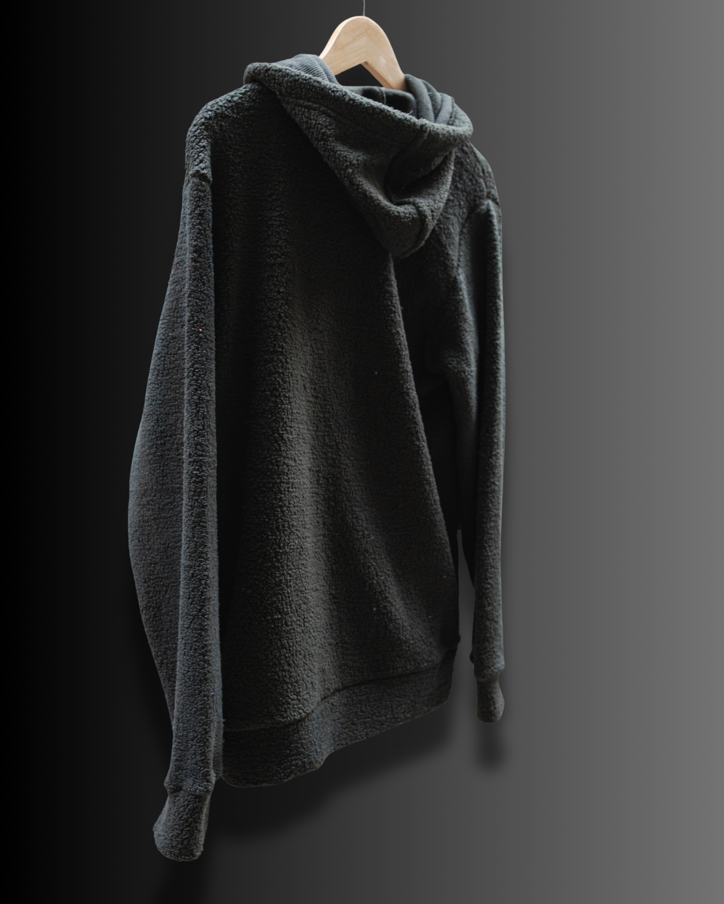 Sherpa Fur Zip-Up Hoodie (Olive Green) #966