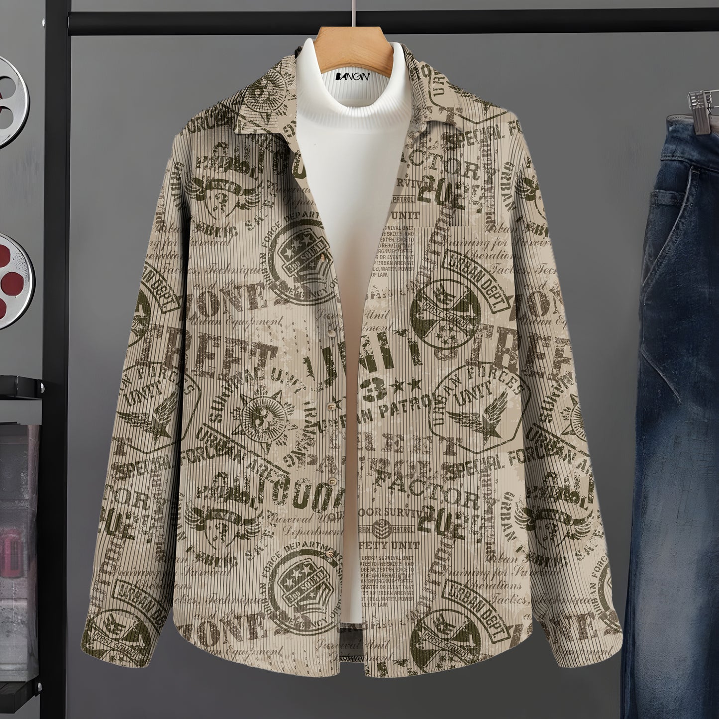 Printed Corduroy Shirt for Men #558