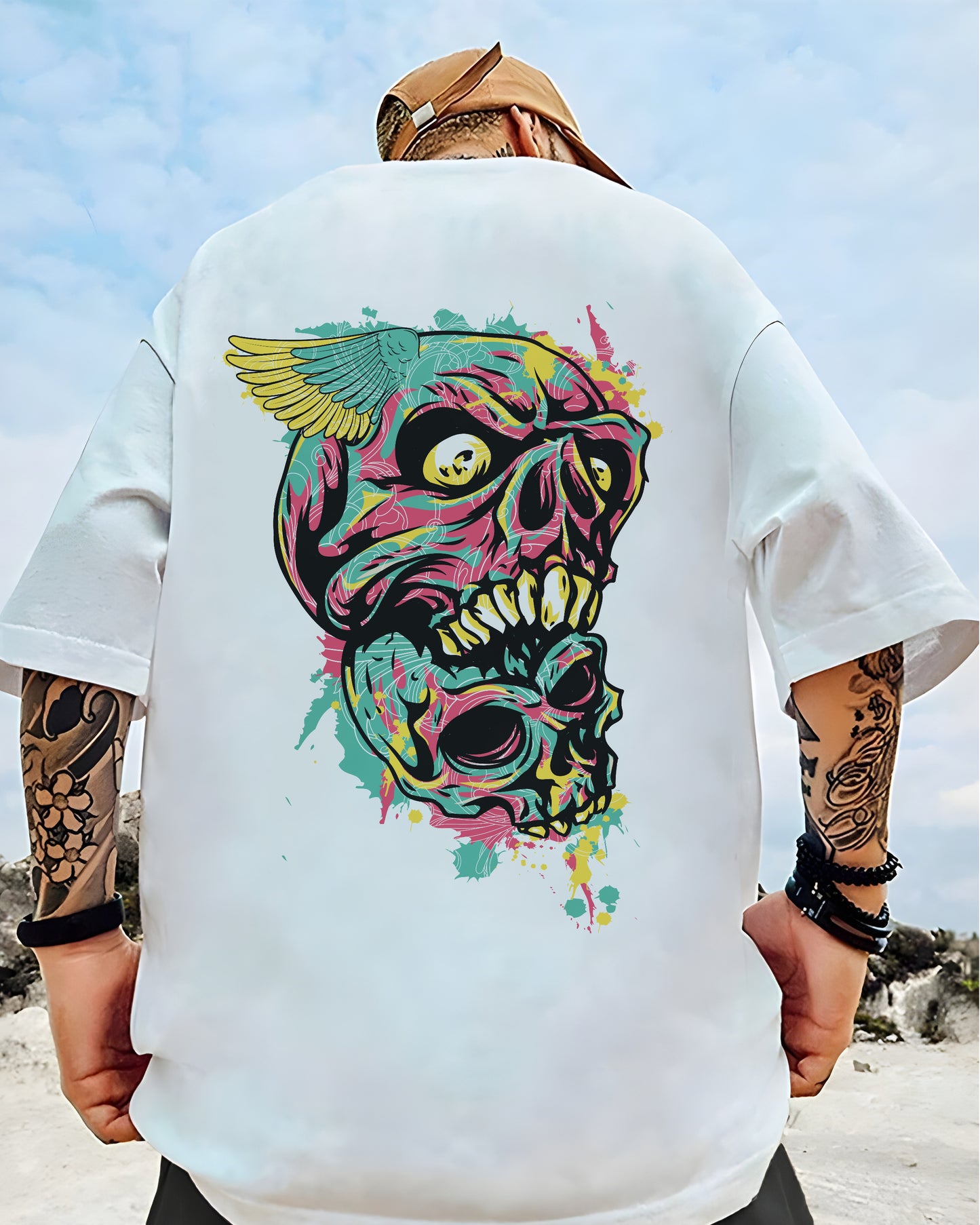 Printed Oversized Tee in Heavy GSM Cotton #438