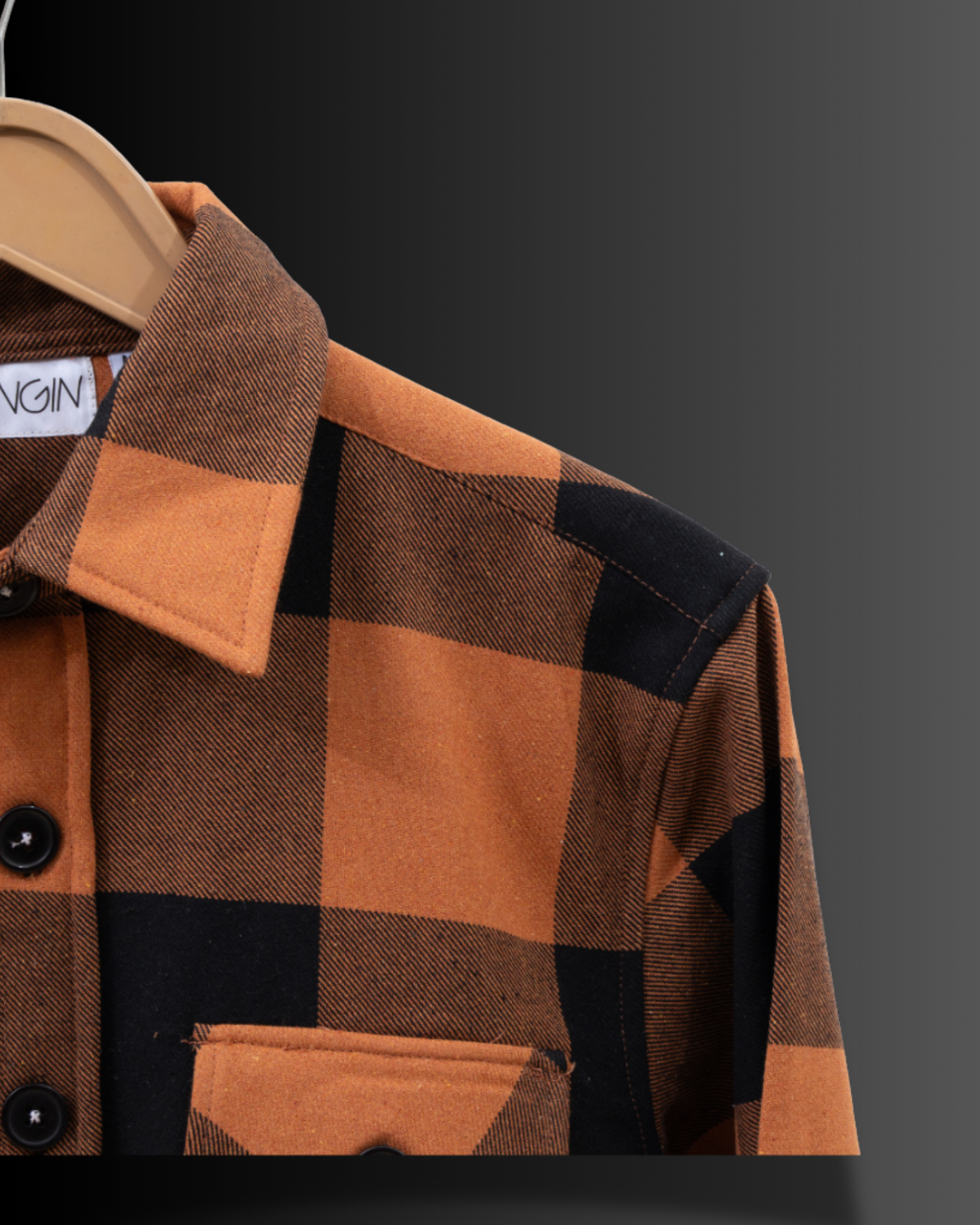 Carot & Black Checks - Premium Flannel Overshirt #595