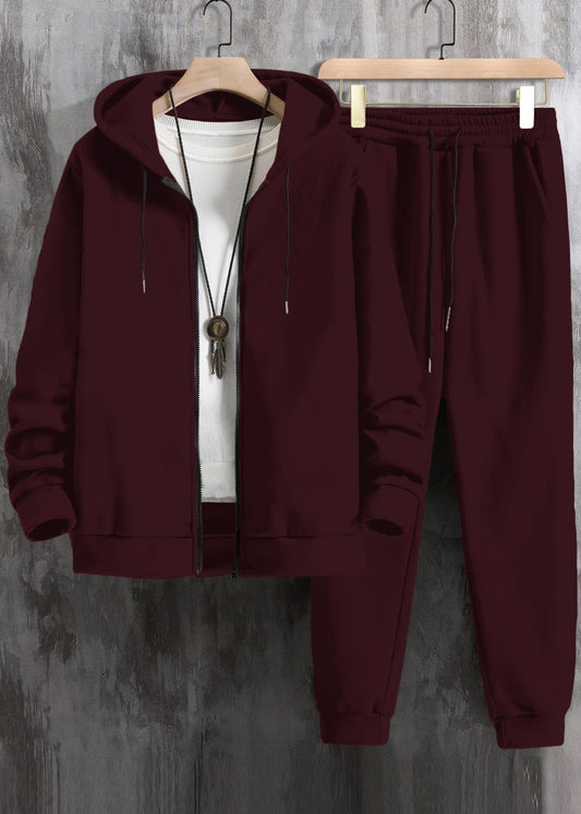 Men Zip Up Drawstring Hoodie & Sweatpants Co-ord Set Without Tee #571