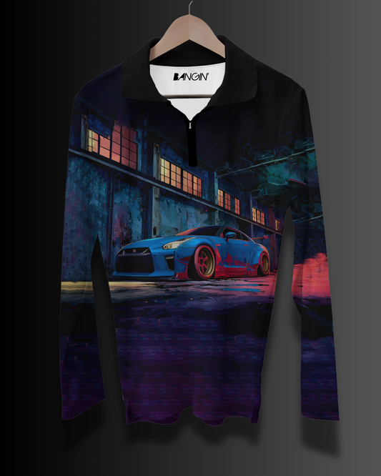 Printed Polo T-shirt with Long Sleeves #909