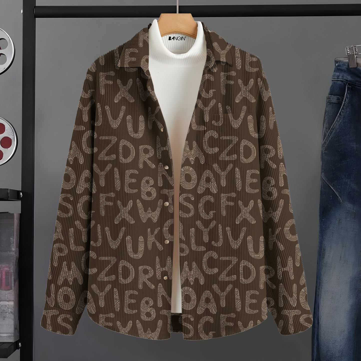 Printed Corduroy Shirt for Men #561