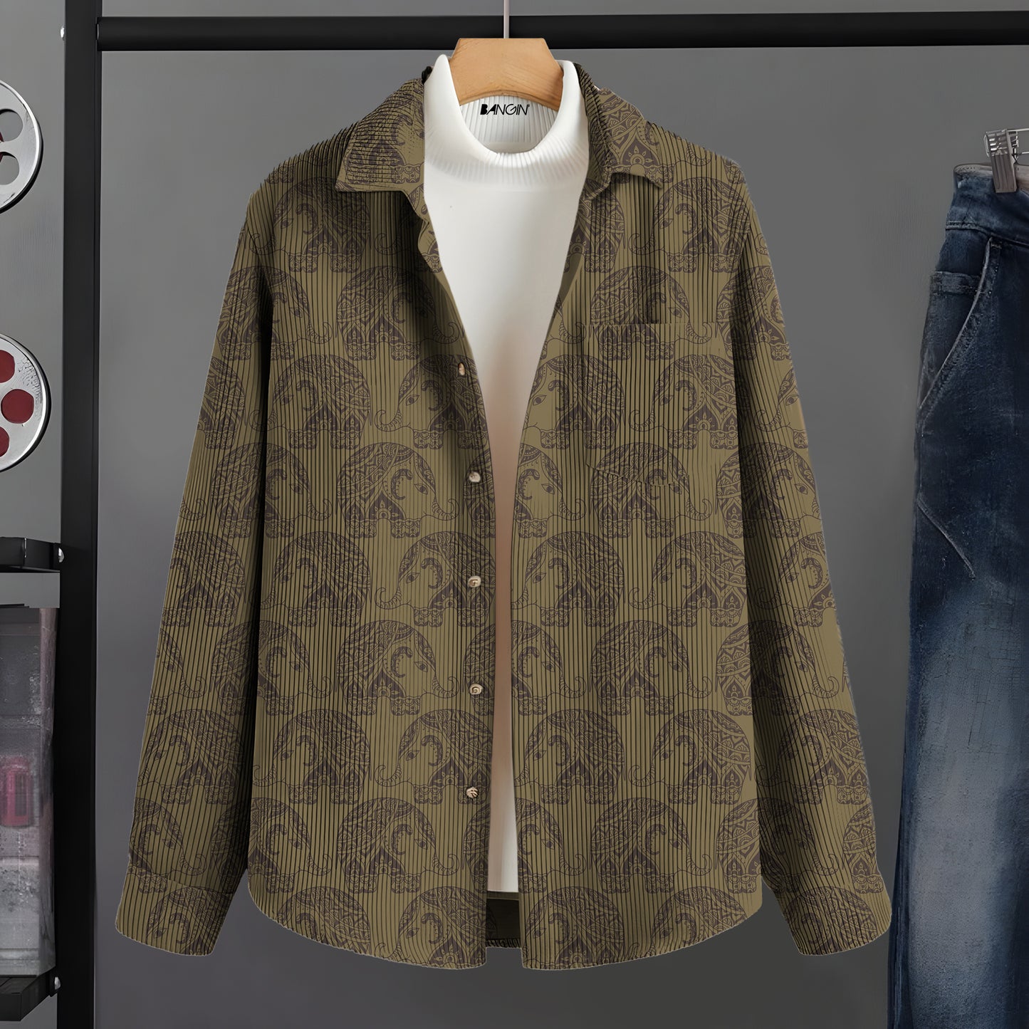 Printed Corduroy Shirt for Men #562