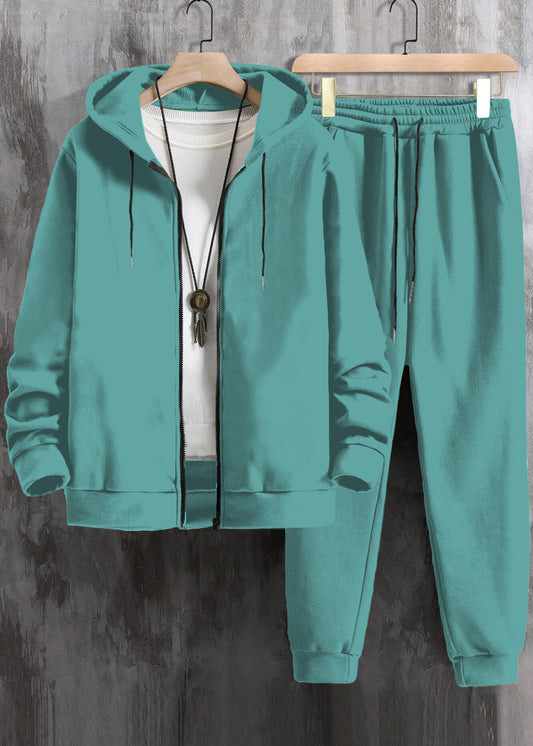 Men Zip Up Drawstring Hoodie & Sweatpants Co-ord Set Without Tee #572