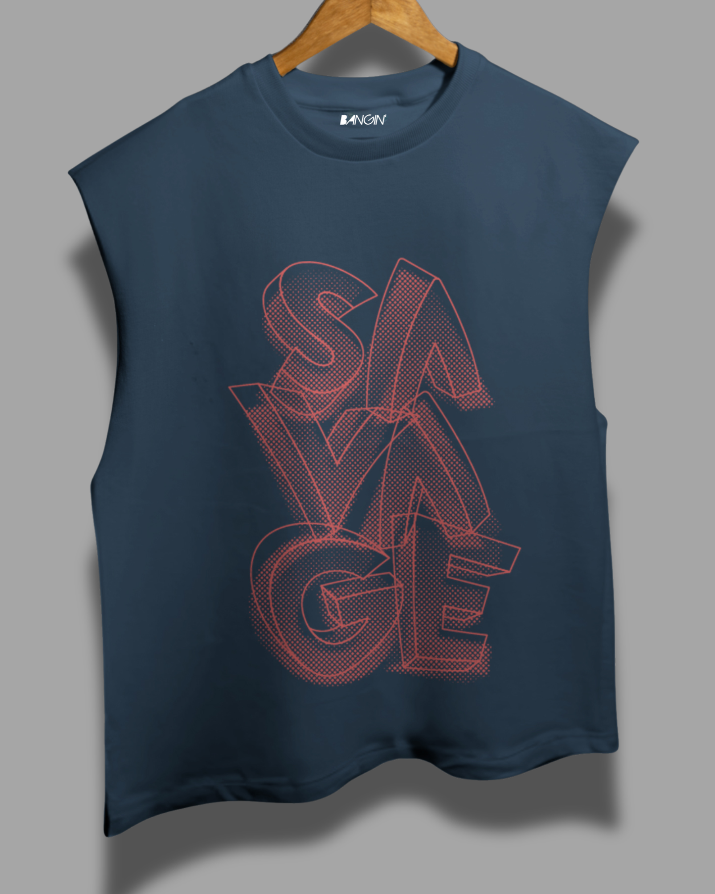 Sleeveless French Tank Top (Dark Grey Blue) #1028