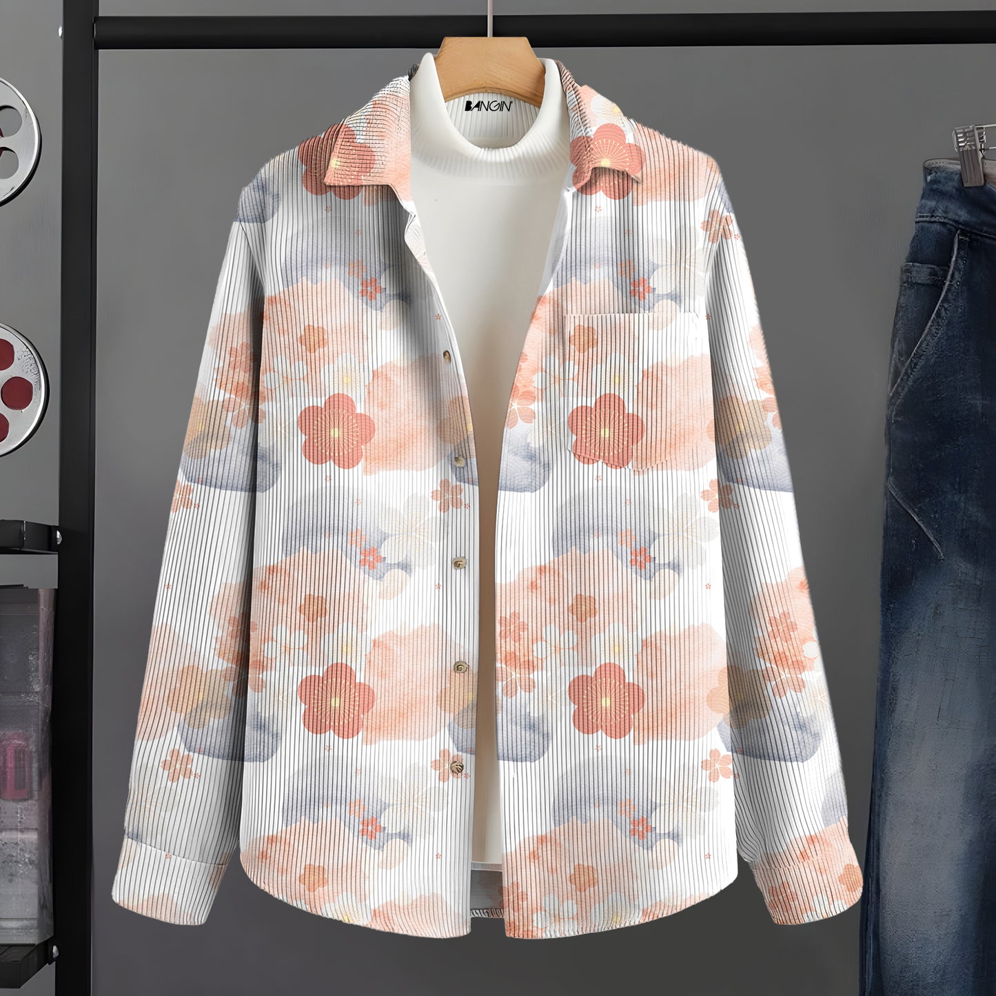 Printed Corduroy Shirt for Men #563