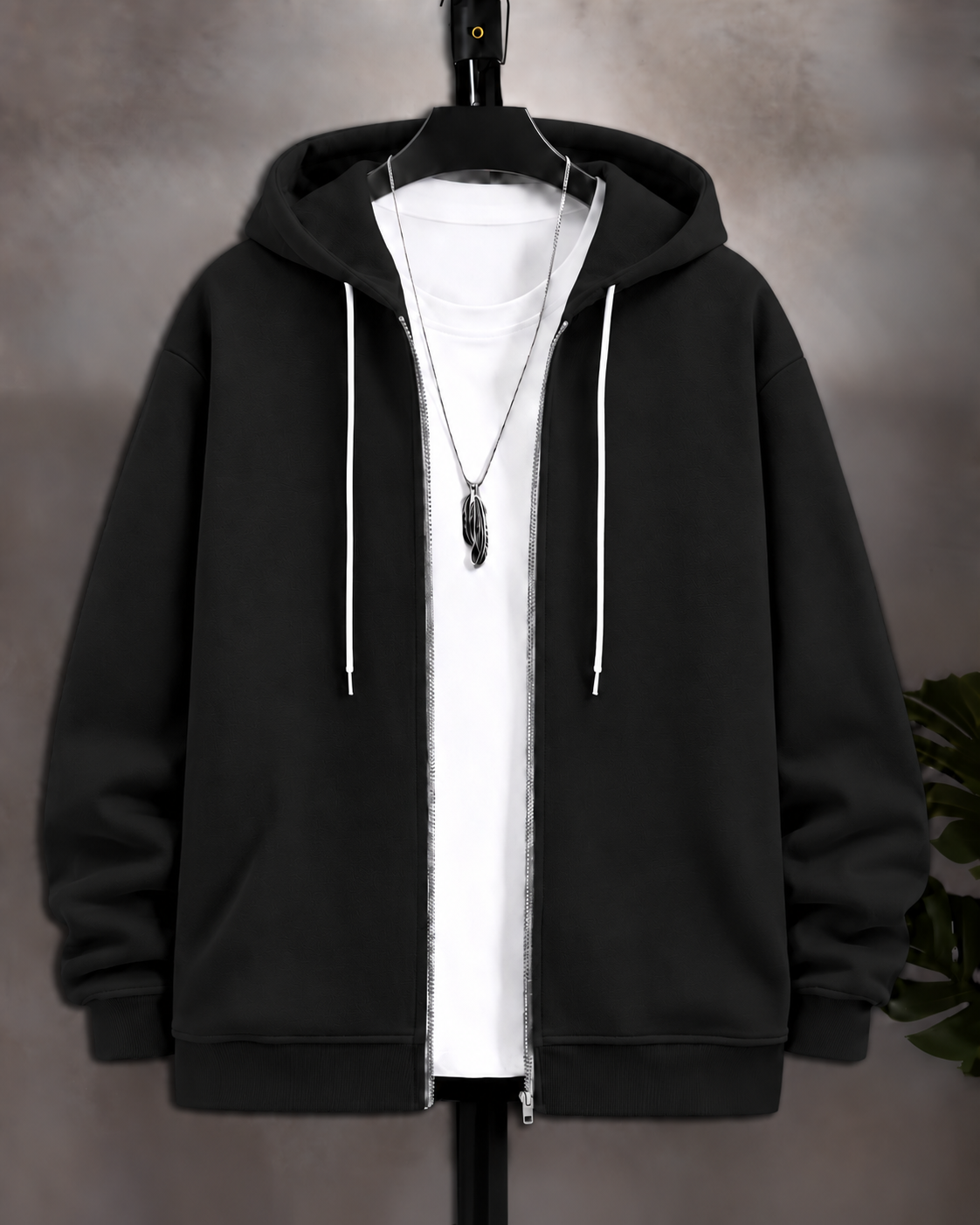 Black Zip Up Hoodie (without T-shirt) #1332