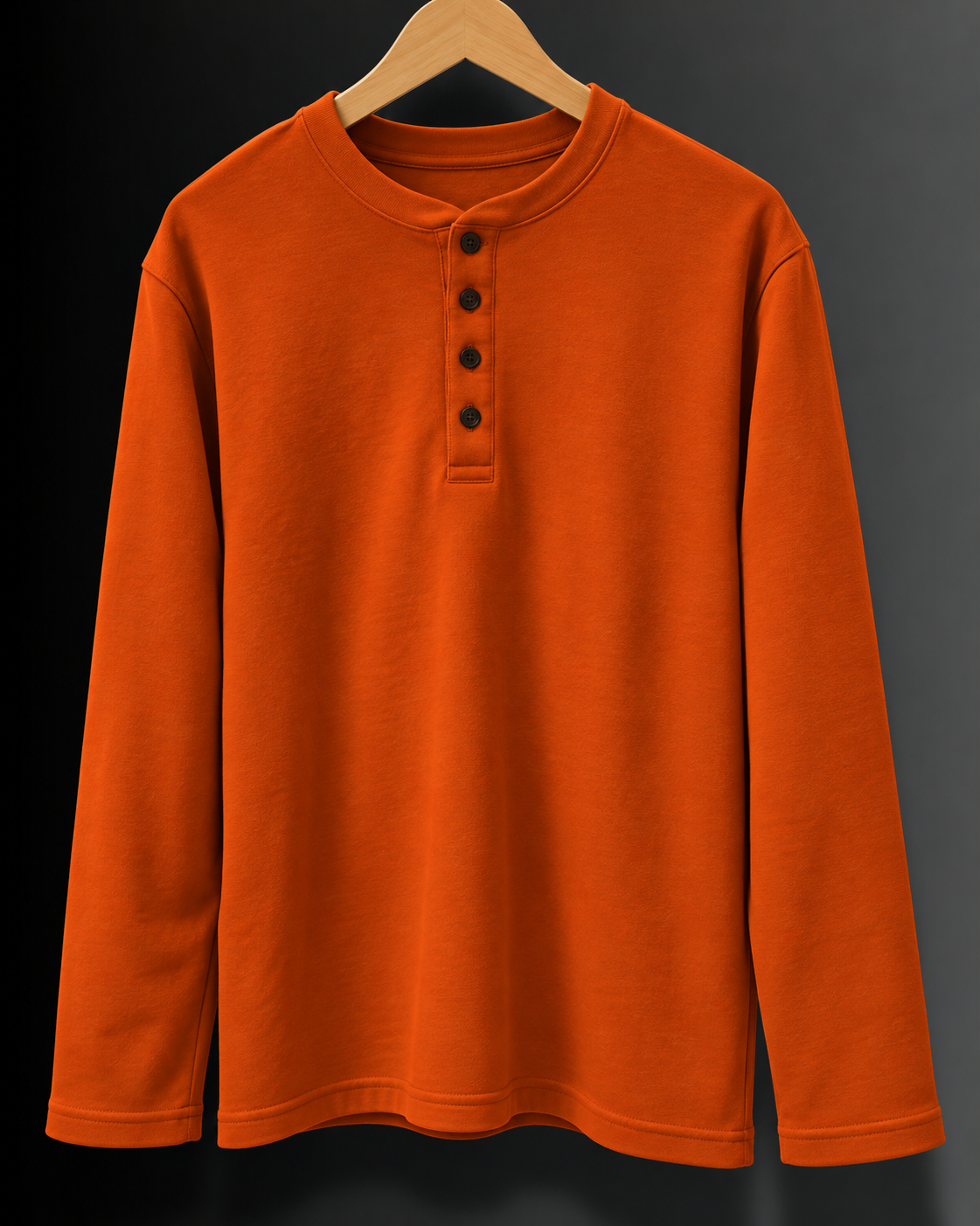 Burnt-Orange Cotton Henley T-Shirt #1341
