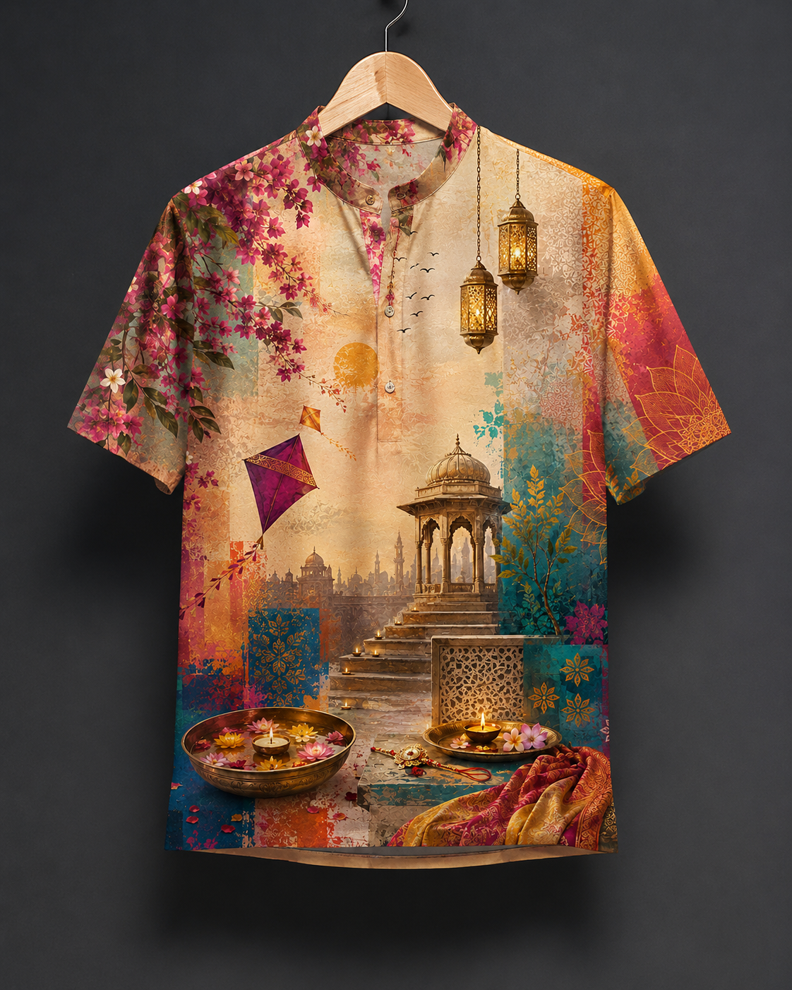 Men's Printed Short Kurta #1227