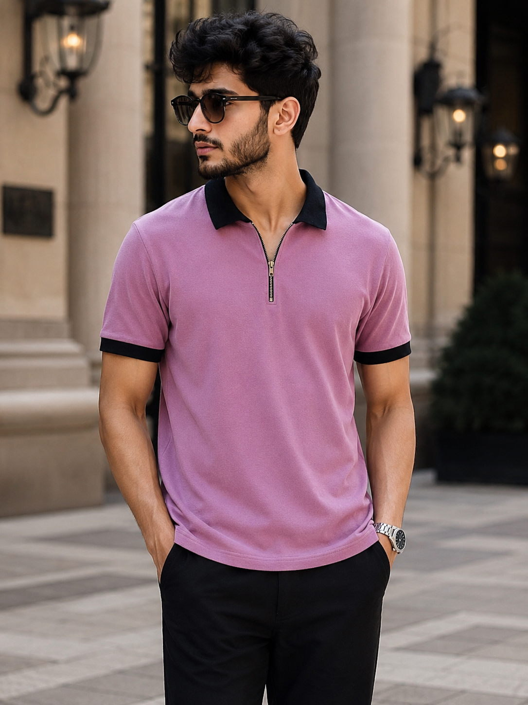 Premium Cotton Polo T-shirt in Zipper-Style #1141