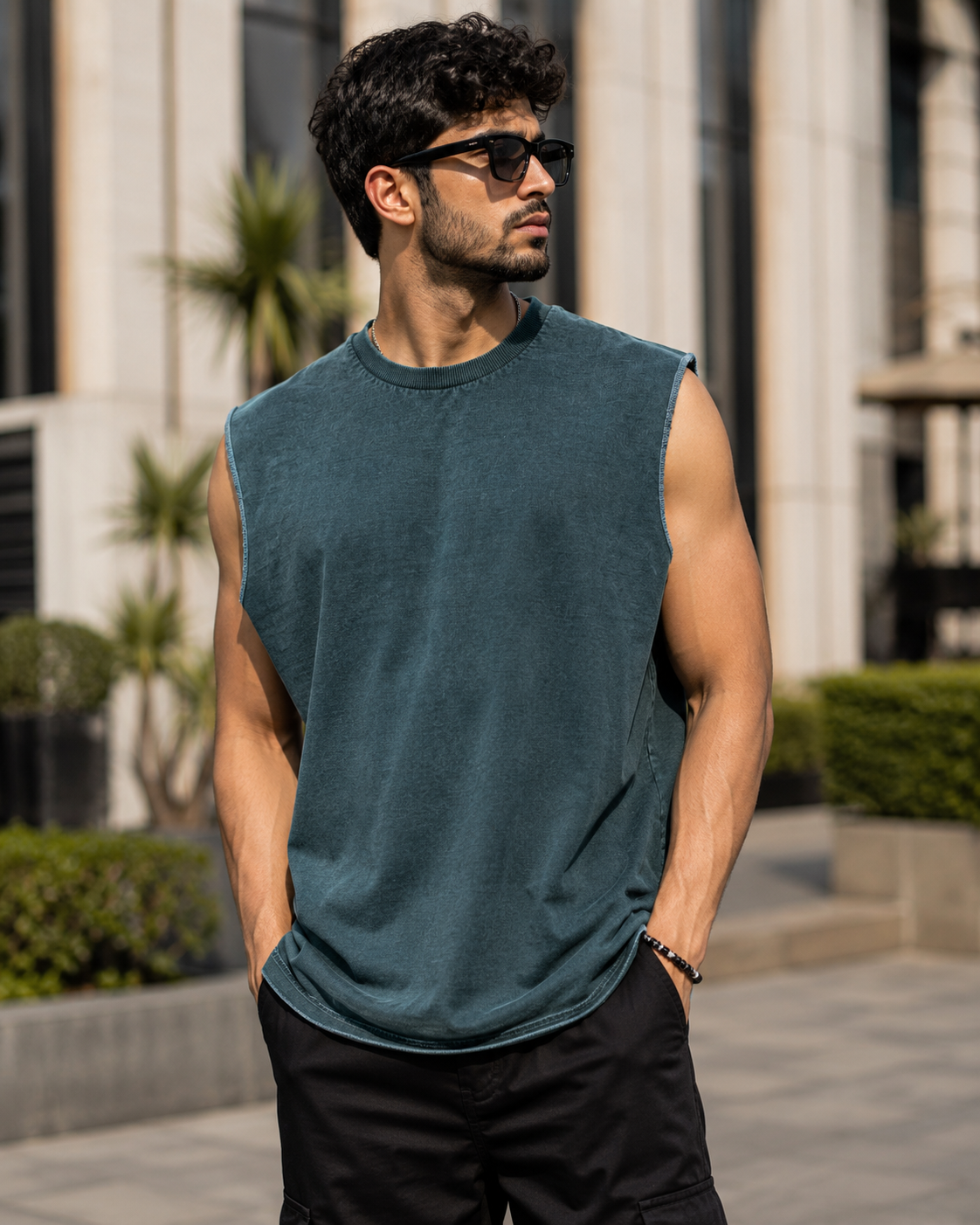 Acid-Washed Sleeveless Tank Top #1142