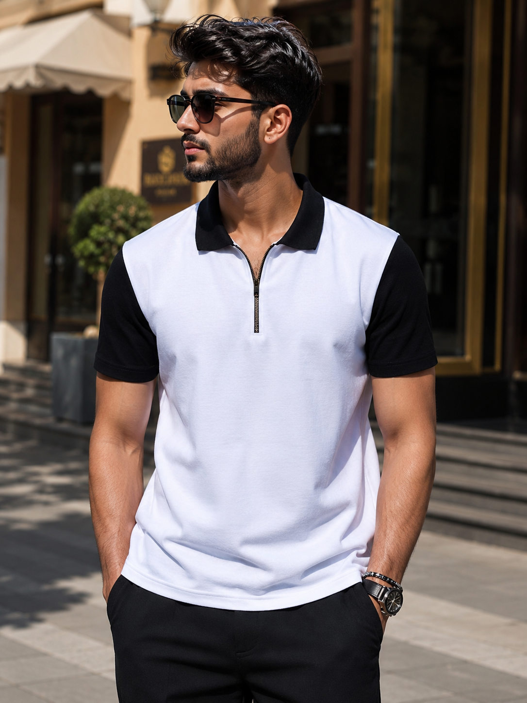 Premium Cotton Polo T-shirt in Zipper-Style #1140