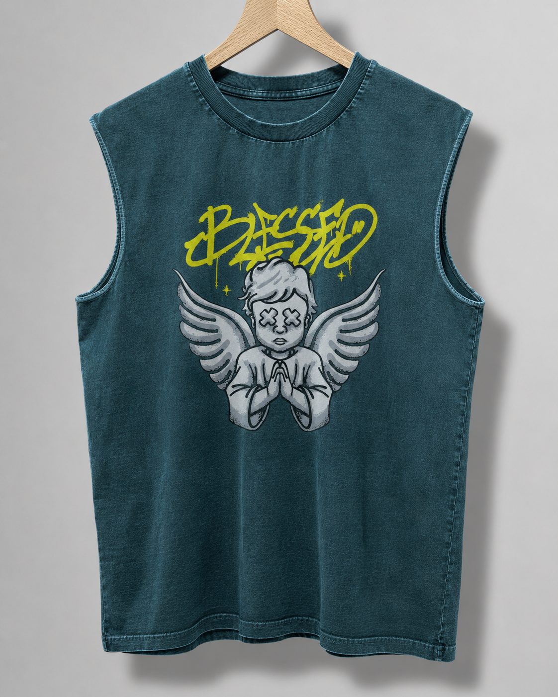 Acid-Washed Sleeveless Tank Top for Men #1164