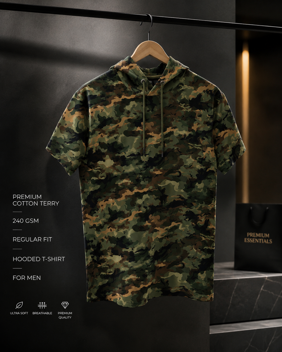 Hooded T-shirt in Premium Cotton #1117