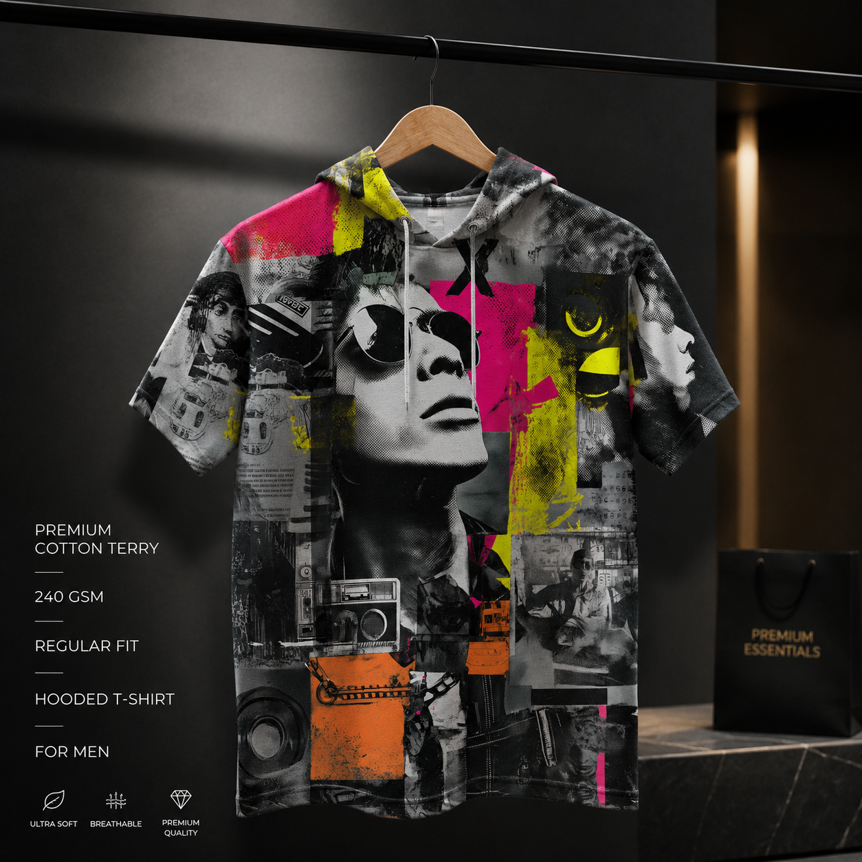 Hooded T-shirt in Premium Cotton #1118