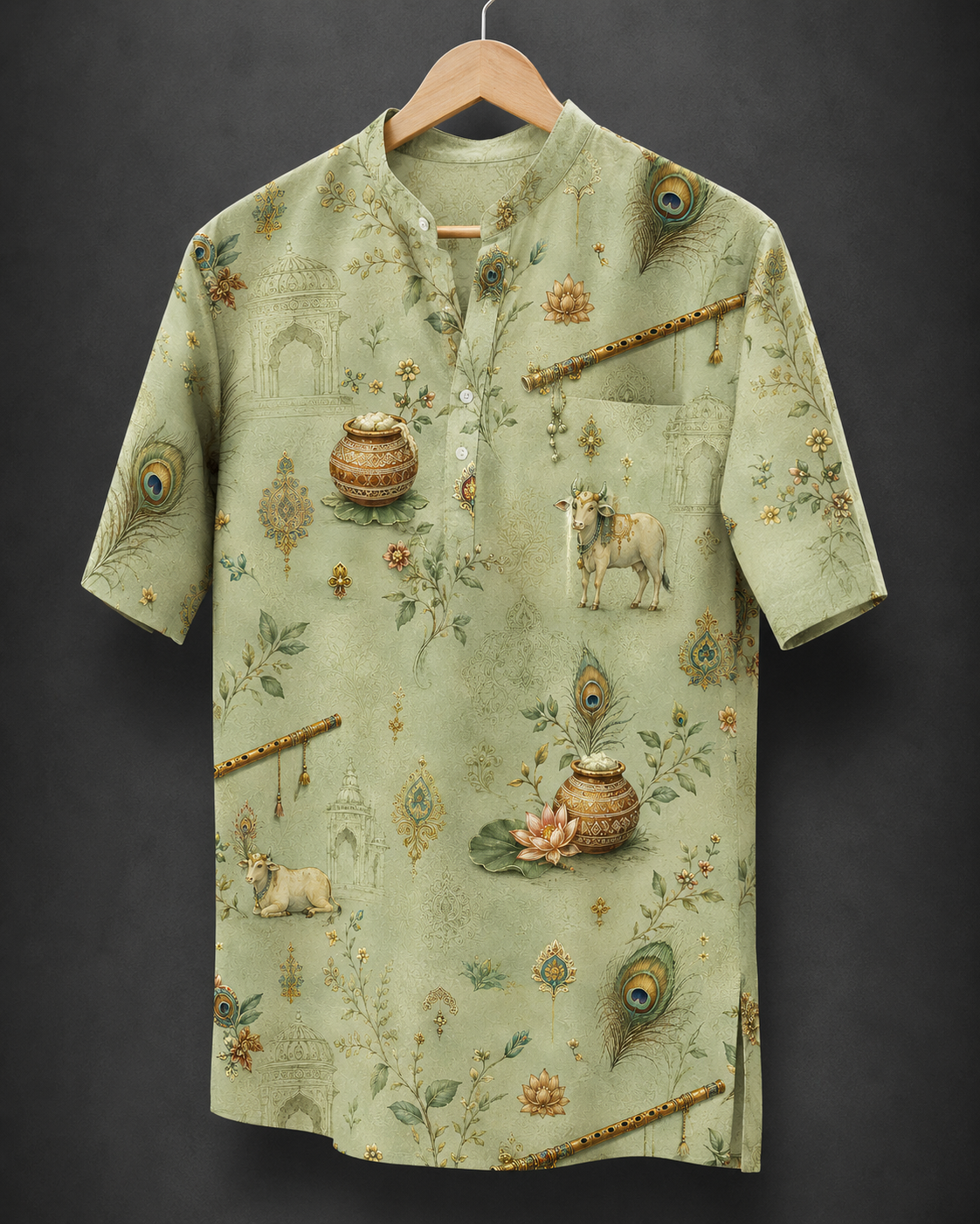 Men's Printed Short Kurta #1238