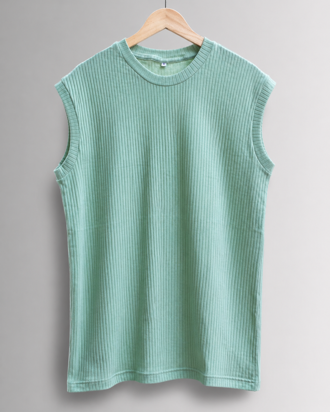 Ribbed 100% Cotton Sleeveless Tee #1048