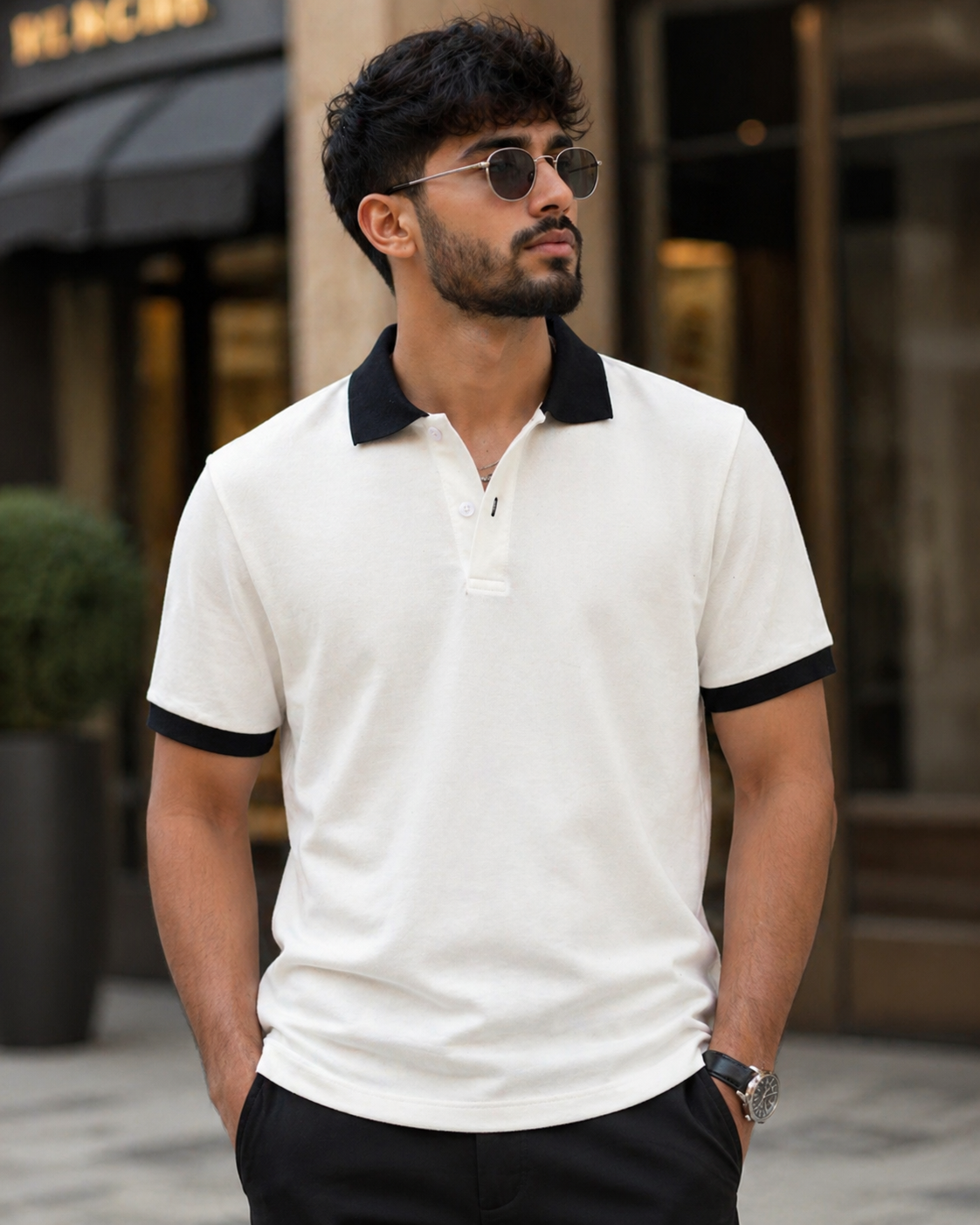 Premium Cotton Polo T-shirt (Vanilla White) #1043