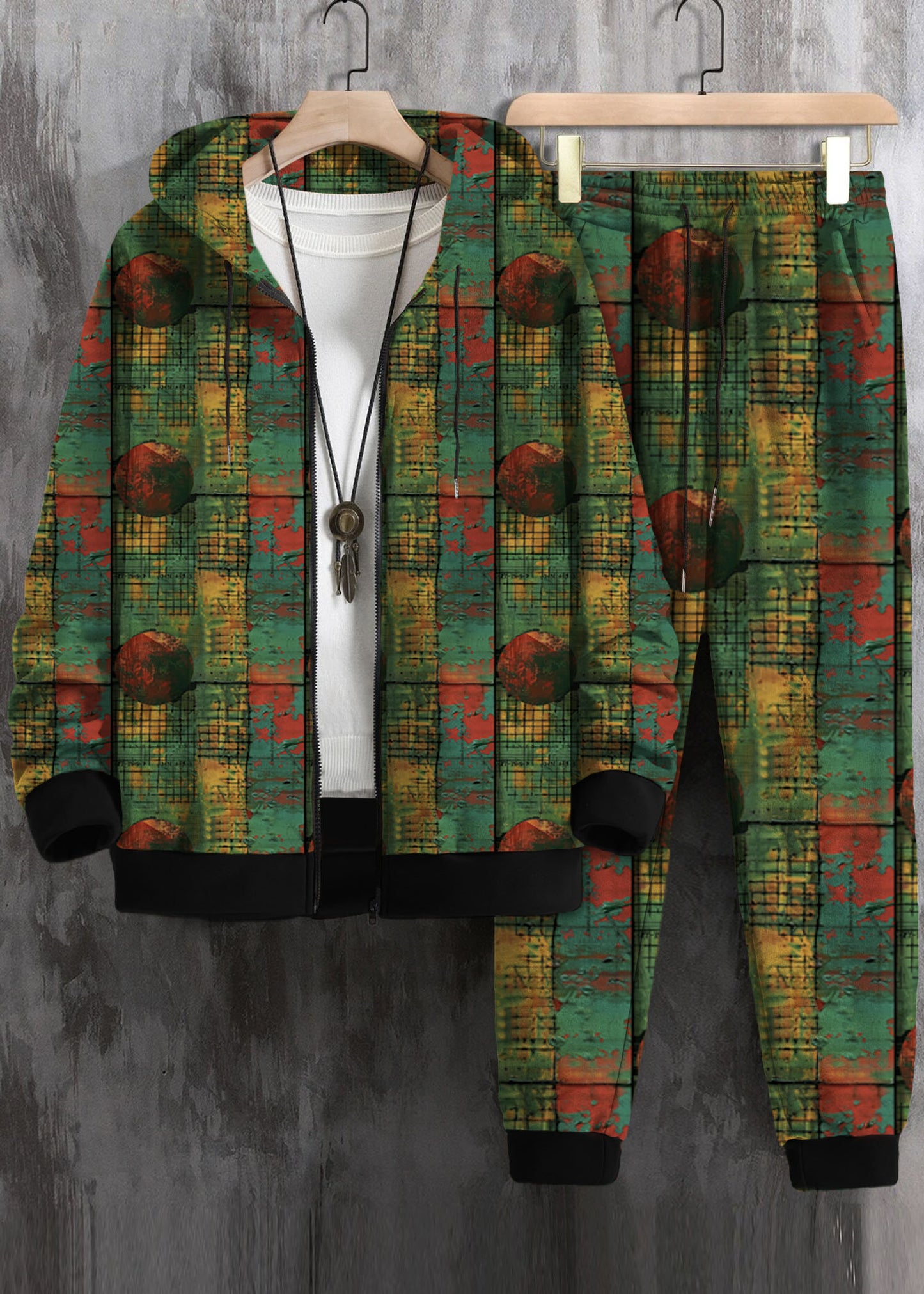 Men Zip Up Drawstring Hoodie & Sweatpants Co-ord Set Without Tee #875