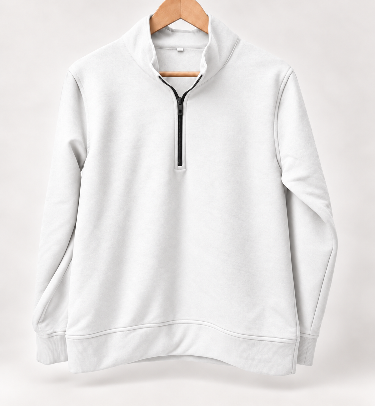 Crisp-White Half-Zip Sweatshirt #1346