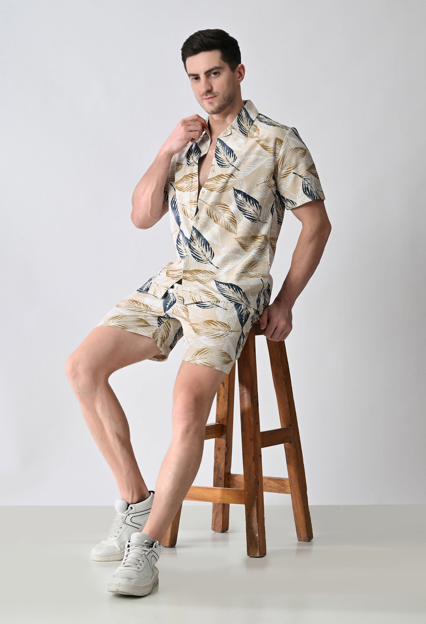 Printed Shirt & Shorts Co-ord Set #767