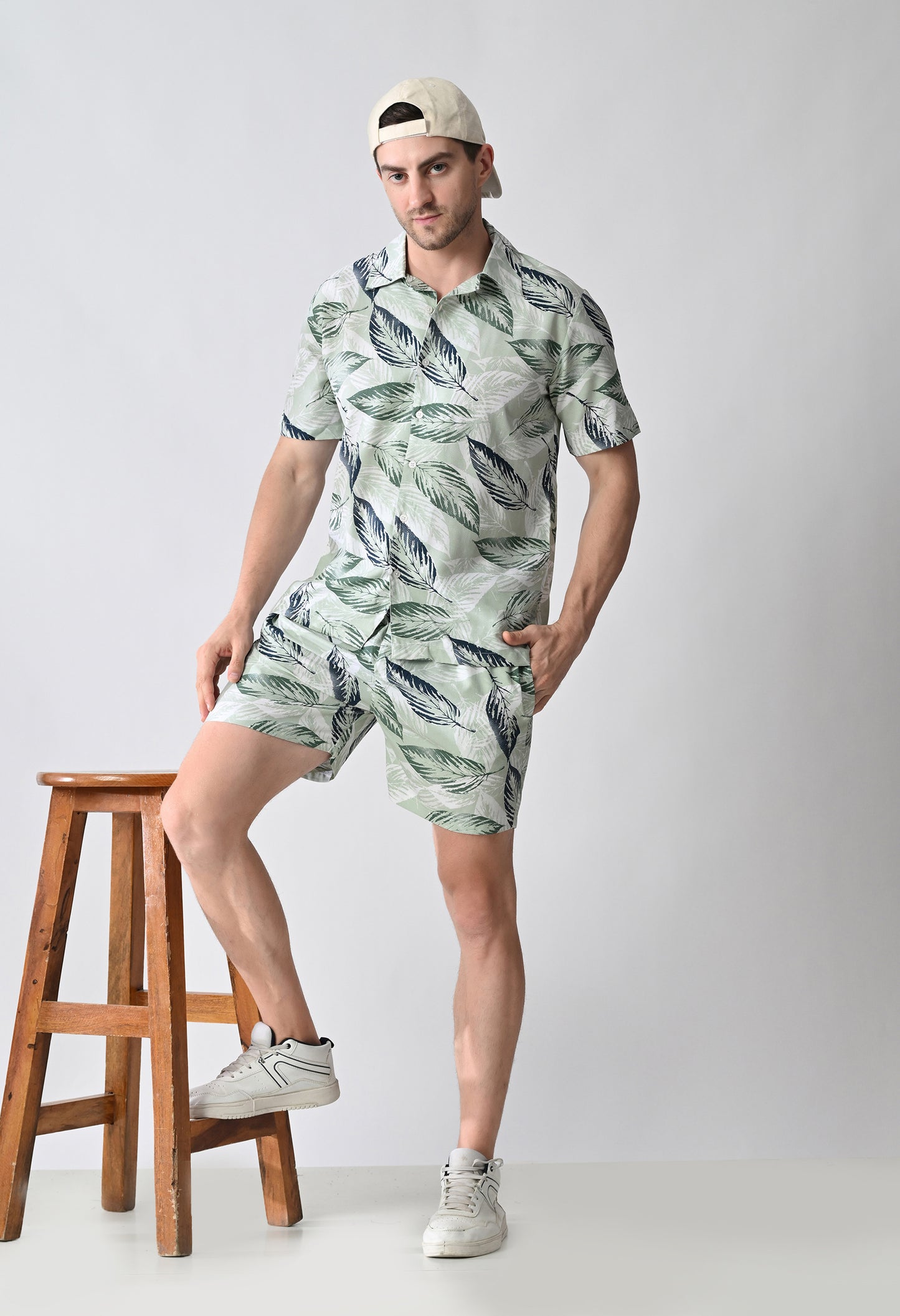 Printed Shirt & Shorts Co-ord Set #768