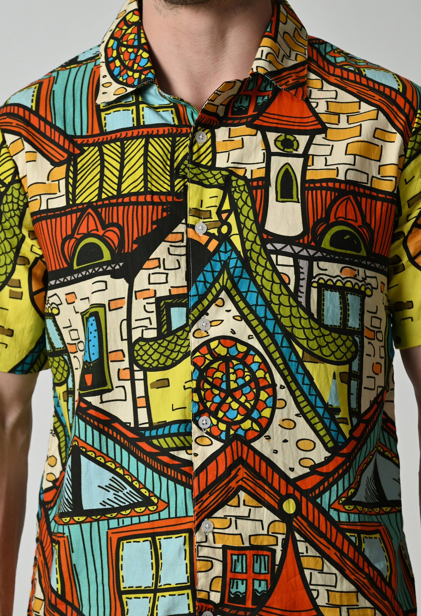 Hawaiian Shirt with Cuban Collar #717