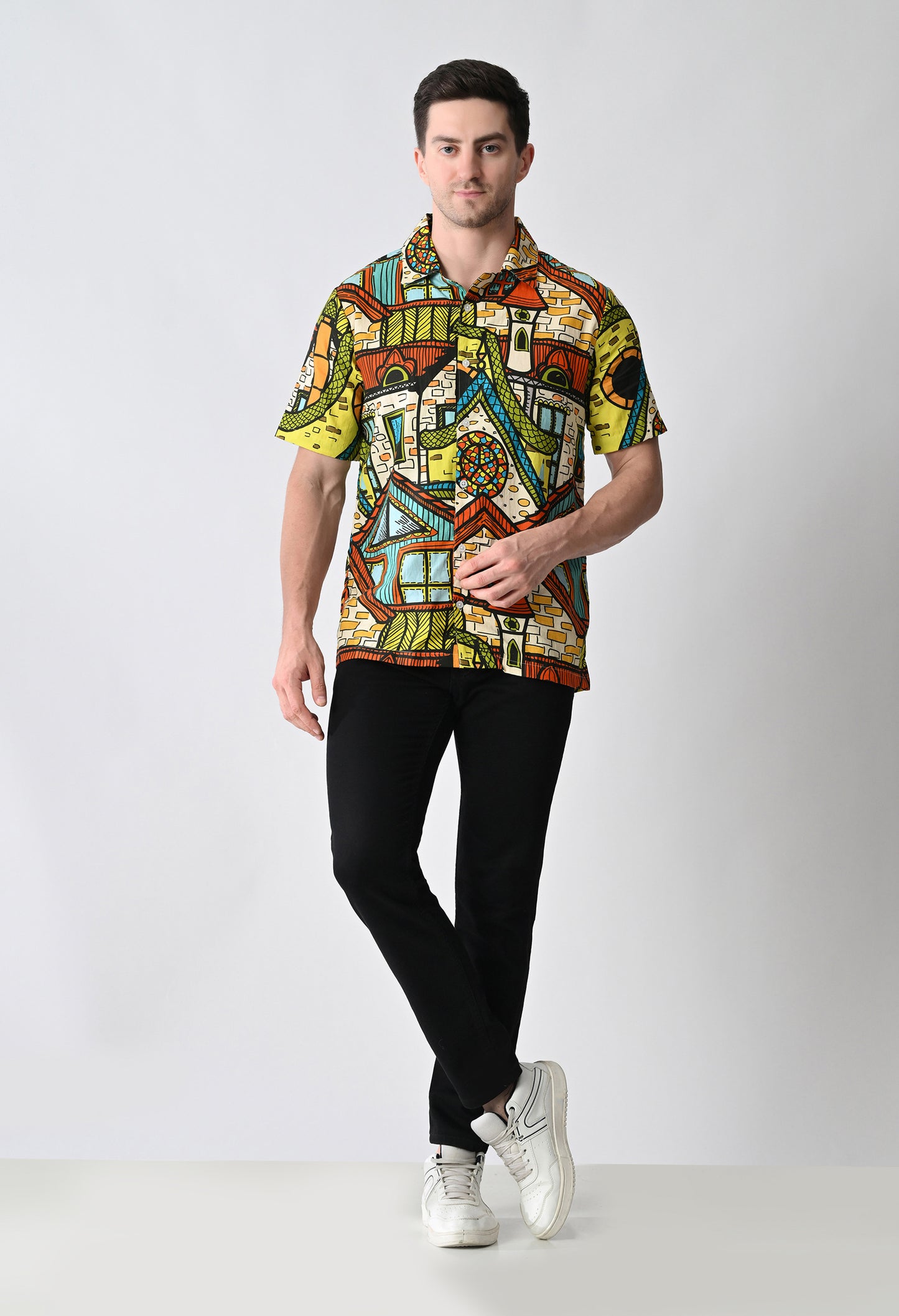 Hawaiian Shirt with Cuban Collar #717