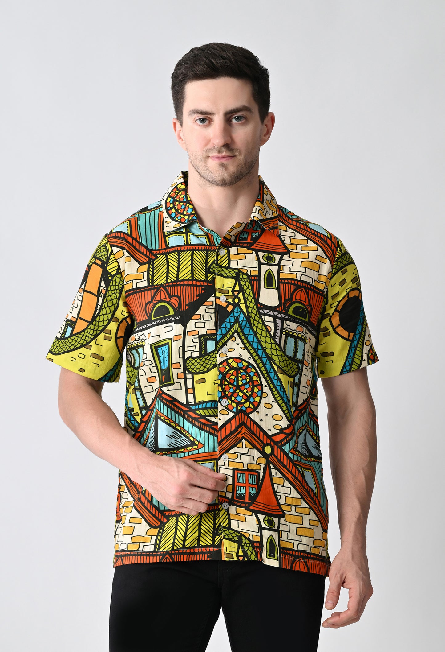 Hawaiian Shirt with Cuban Collar #717