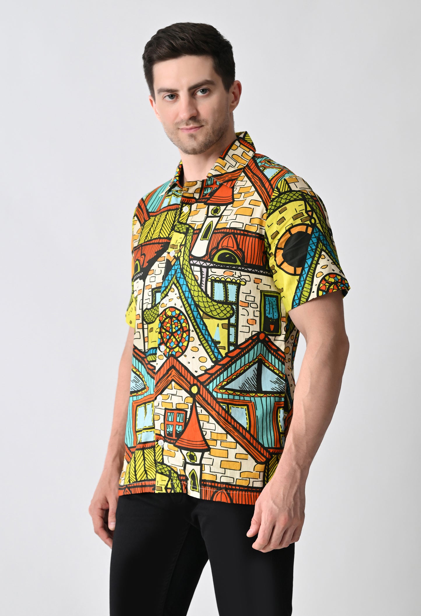 Hawaiian Shirt with Cuban Collar #717