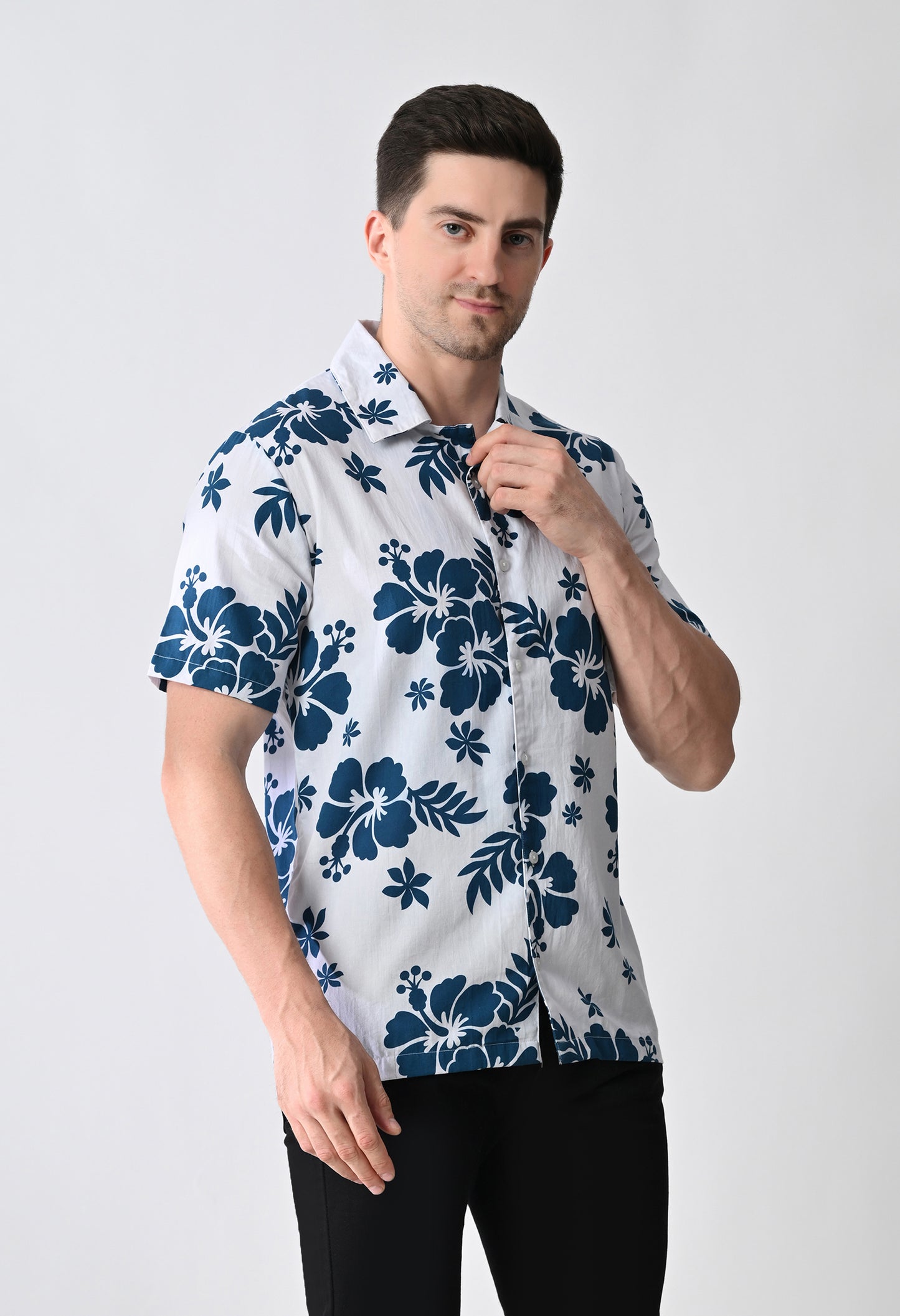 Hawaiian Shirt with Cuban Collar #714