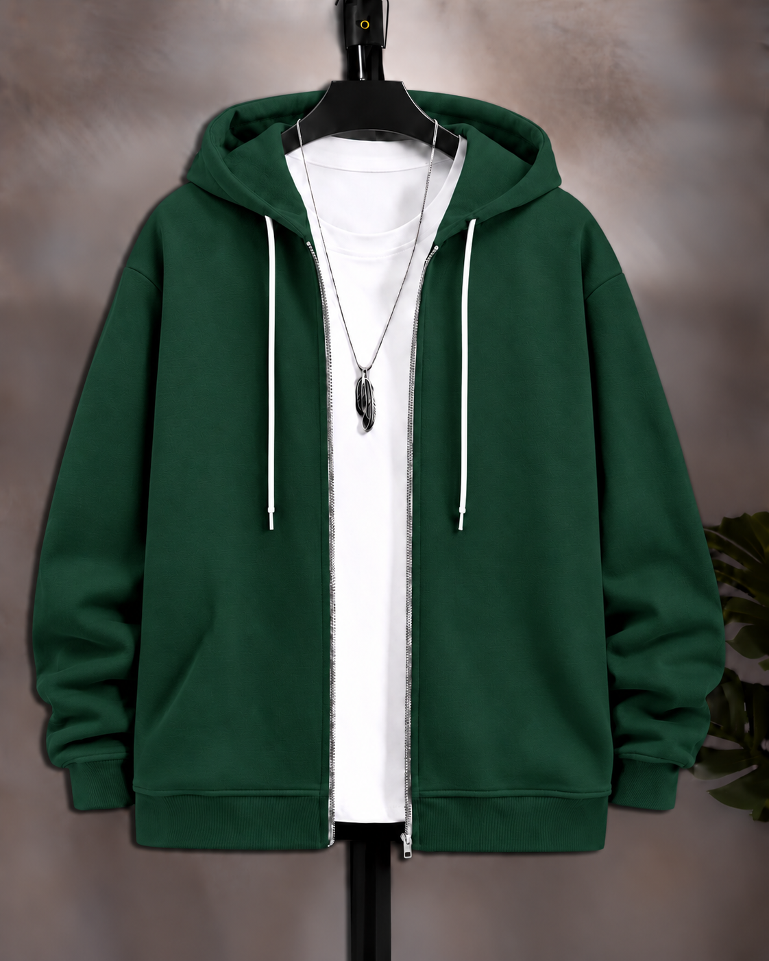 Forest Green Zip Up Hoodie (without T-shirt) #1331