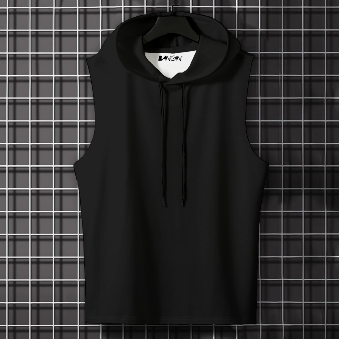 Hooded Tank Top in 100% Cotton #701 (Black)