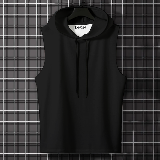 Hooded Tank Top in 100% Cotton #701 (Black)