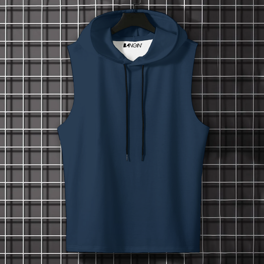 Hooded Tank Top in 100% Cotton #703 (Navy Blue)