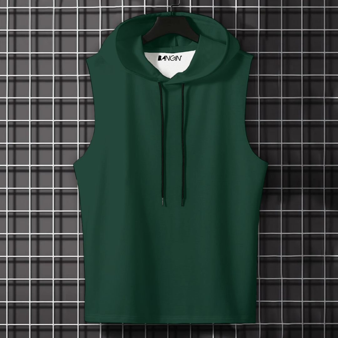 Hooded Tank Top in 100% Cotton #704 (Dark Green)