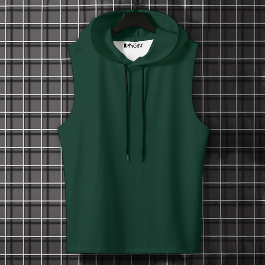 Hooded Tank Top in 100% Cotton #704 (Dark Green)