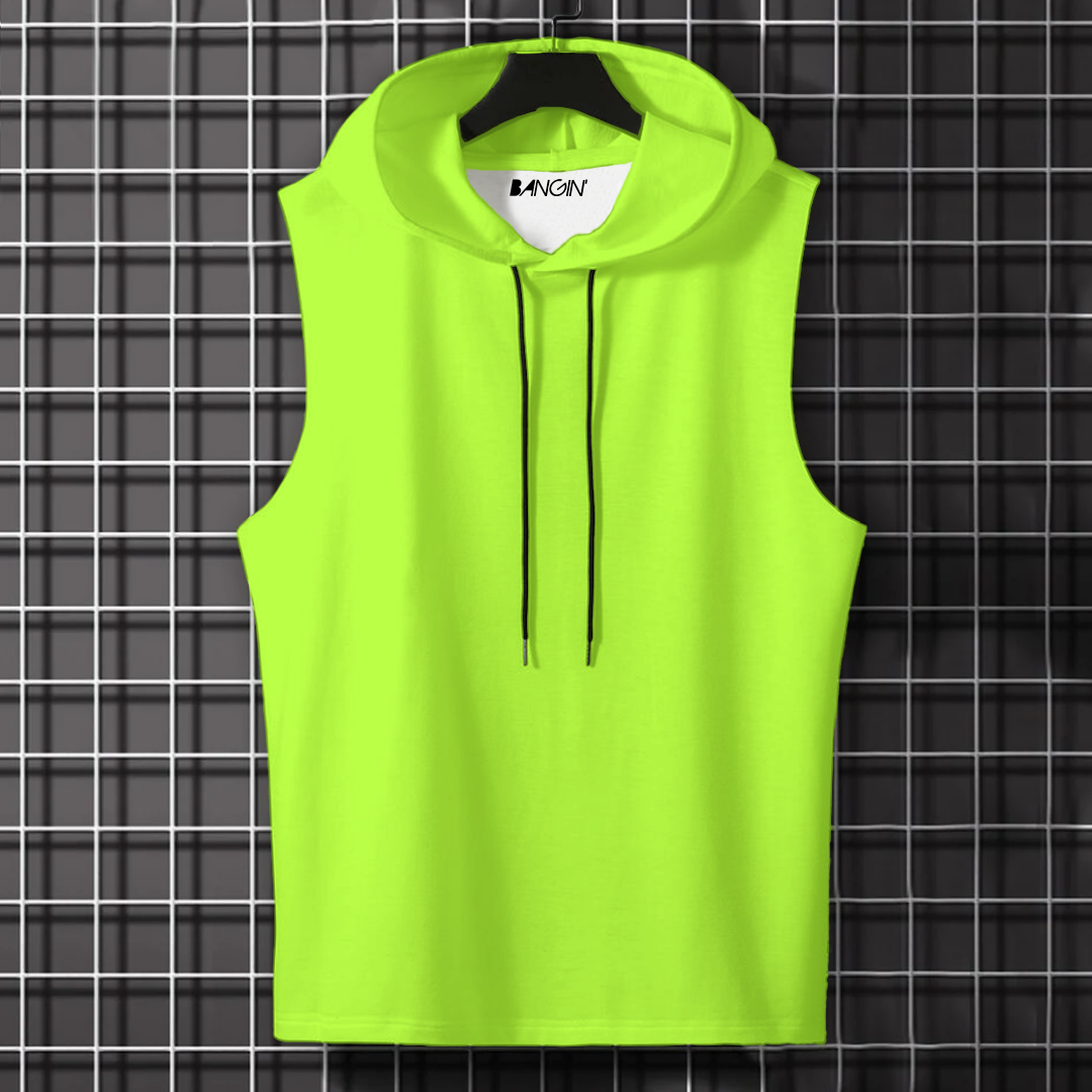 Hooded Tank Top in 100% Cotton #707 (Neon Green)