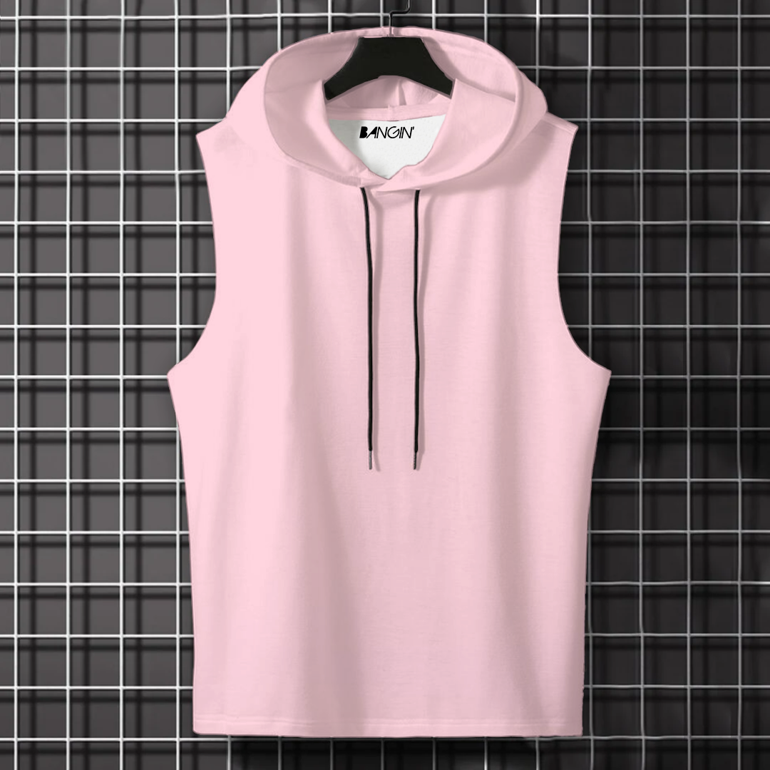 Hooded Tank Top in 100% Cotton #709 (Pastel Pink)