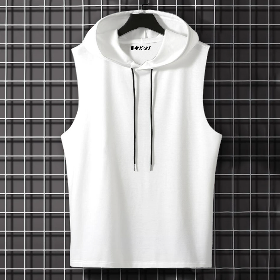 Hooded Tank Top in 100% Cotton #699 (White)