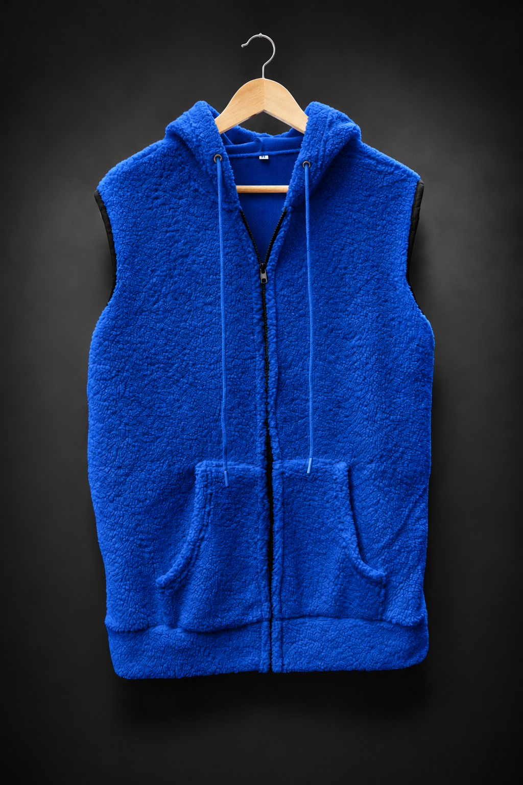 Sleeveless Sherpa Hoodie (Royal Blue) #1369