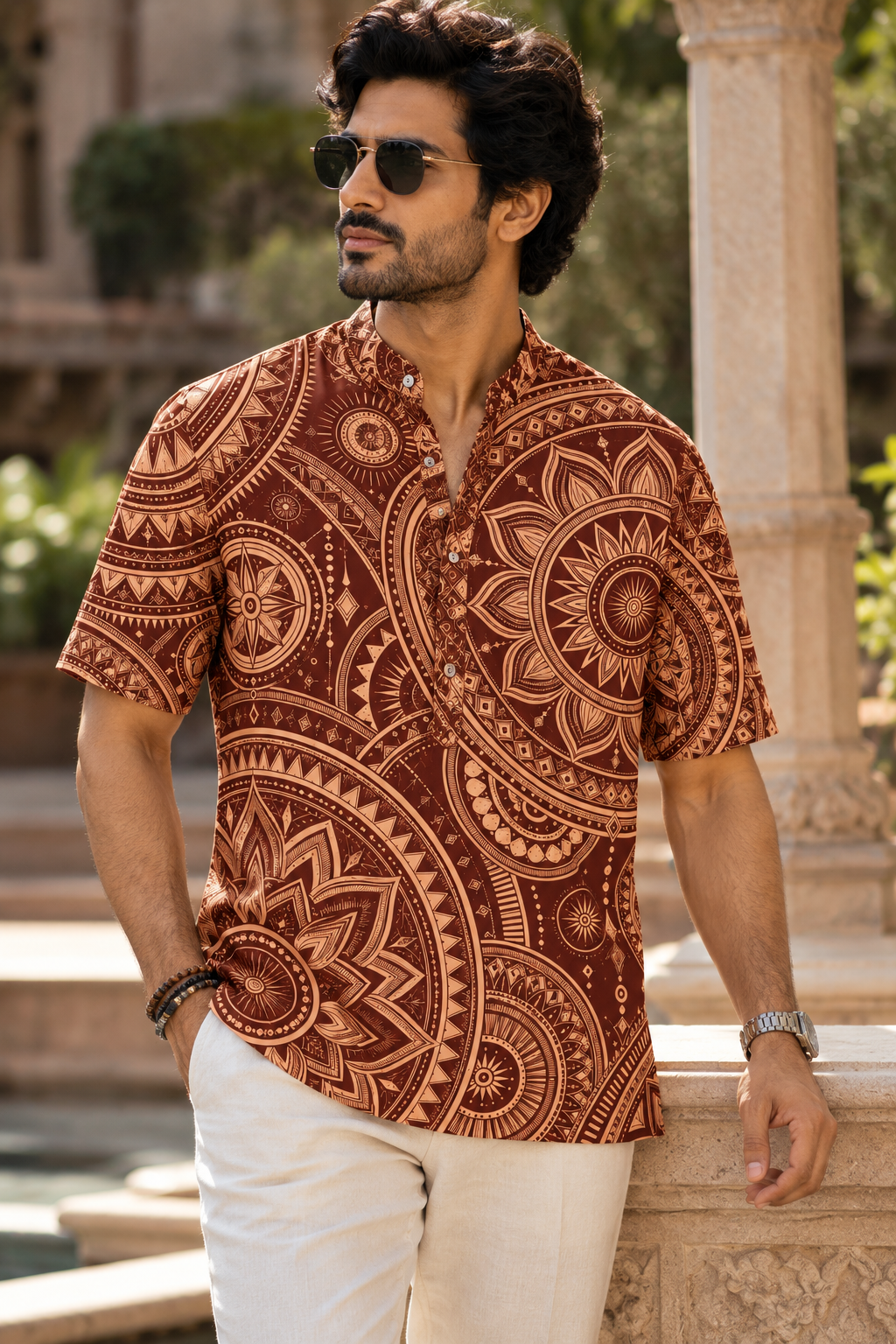 Men's Printed Short Kurta #1366