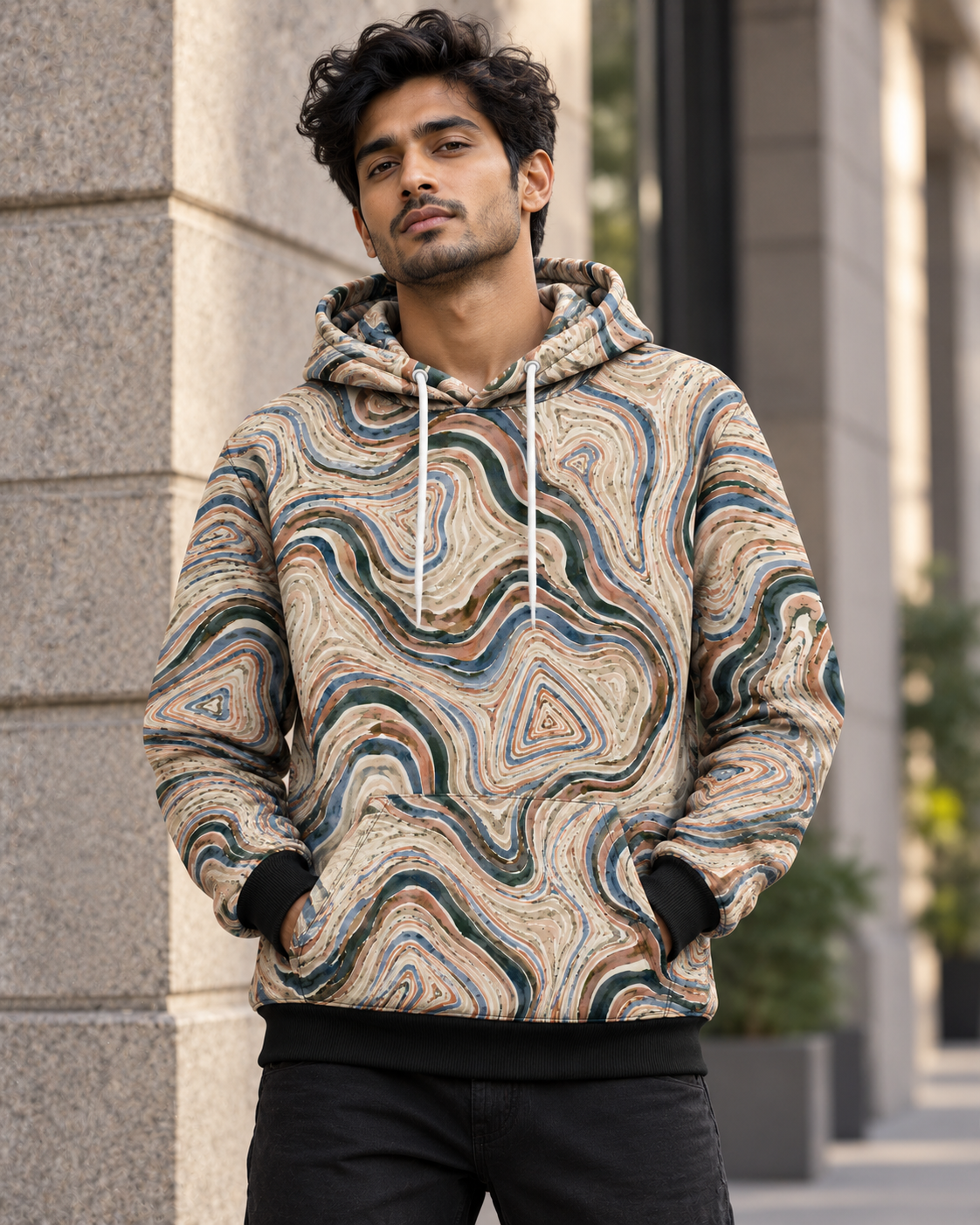 Marbled Geode Printed Hoodie #1357
