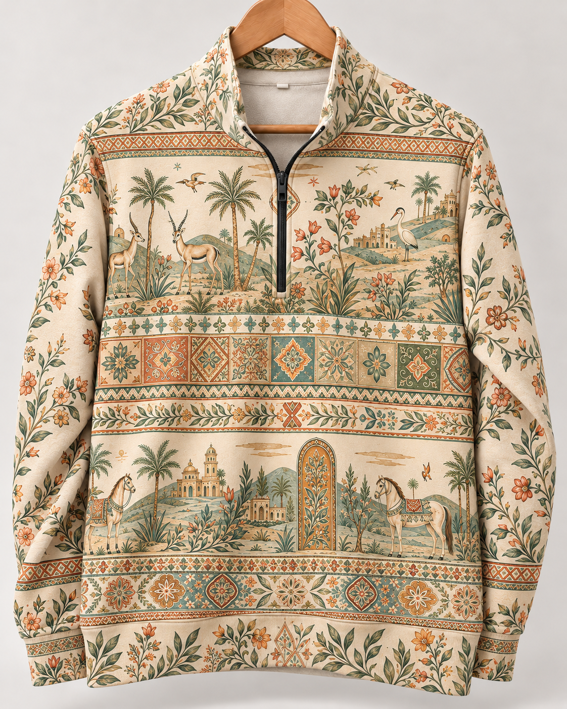 Printed Half-Zip Sweatshirt #1352